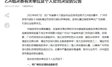中国足协对广东省运会假球事件作出行业处罚